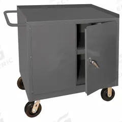 DURHAM MFG Mobile Cabinet Workbench: 42 in x 24 in, Steel, 1,200 lb Overall Load Capacity, Gray (MPN 3100-95). Key specifications — Included Components: Handle on Side; Assembly: Fully Assembled; Brand: DURHAM MFG.