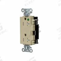 HUBBELL Receptacle: Hospital Grade, Decorator Duplex, 5-20R, Ivory, 125V AC, 20 A, 2 Pole / 3 Wire (MPN HBL2182STITR)