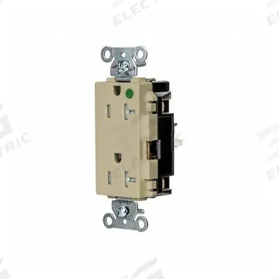 HUBBELL Receptacle: Hospital Grade, Decorator Duplex, 5-20R, Ivory, 125V AC, 20 A - General Purpose Receptacles