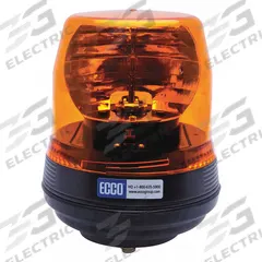 ECCO Rotating Beacon: Rotating Beacon, Amber, 7 5/16 in Overall Ht, Halogen, 12V DC (MPN 5816A). Key specifications — Operating Voltage: 12V DC; Includes: Mounting Hardware; Electrical Connection: Blunt Cut Wires; Mount Type: Bolt; Brand: ECCO; Shape: Round; Lighting SAE Class Rating: SAE Class 1.
