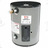 RHEEM Electric Water Heater: 277V, 15 gal, 3,000 W, Single Phase, 24.25 in Ht, 30 gph @ 40°F (MPN EGSP15). Key specifications — Phase: Single; Brand: RHEEM.