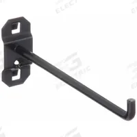 APPROVED VENDOR Single Rod Pegboard Hook: 6 1/2 in x 1 in, Screw-In, Surface, Black (MPN 5TPK5). Key specifications — Mounting Type: Surface; Color: Black; Accessory Type: 90-Degree Single Hook; Locking System: Screw-In; Brand: APPROVED VENDOR.