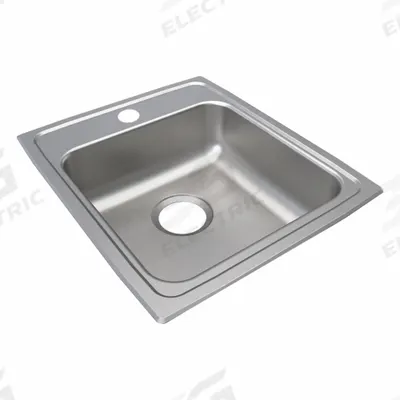 JUST MANUFACTURING Bowl Drop-In Sink: 20 in Overall Lg, 17 in Overall Wd, 5 in Bowl Dp - One-Bowl Counter-Mounted Kitchen & Bar Sinks without Faucets