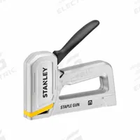 STANLEY Staple Gun: 10 1/2 in Overall Lg, For 6 mm_14 mm Staple Leg Lg, Straight Drive, Aluminum (MPN STHT70150). Key specifications — attr177325: Straight; attr125717: STANLEY; attr171020: Type G Staples; attr177373: Aluminum; attr171024: Narrow Crown Staples; attr508666: 8 to 15 In.