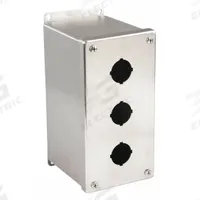 HOFFMAN Push Button Enclosure: 30mm, 3 Holes, 304 Stainless Steel, NEMA 4X (MPN E3PBXSS). Key specifications — attr211299: HOFFMAN; attr1043605: Washdown-Corrosion-Resistant.