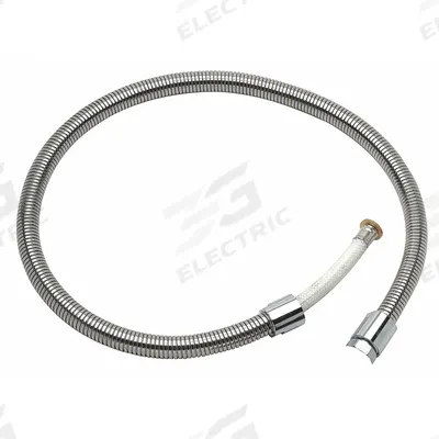 ZURN Pre-Rinse Hose: Stainless Steel, Chrome, 66 in Overall Lg, 1/2" Sprayer Connection Size - Faucet Sprayer Hoses