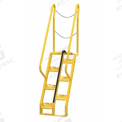 VESTIL Alternating Tread Stairs: 7.5 ft Overall Ht, Steel, 350 lb Load Capacity - Alternating-Tread Steel Stairs