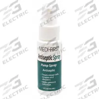 MEDI-FIRST Topical Antiseptic Spray: Spray, Benzalkonium Chloride/Benzocaine, 2 oz Size (MPN 24402). Key specifications — Format: Spray; Product Type: Topical Antiseptic; Unit Package Type: Bottle; Active Ingredient: Benzalkonium Chloride; Manufacturer Part Number: 24402; Unitized: Bulk; Concentration: Benzocaine: 5%; Brand: MEDI-FIRST.
