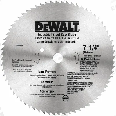 DEWALT Circular Saw Blade: 7 1/4 in Blade Dia., 68 Teeth, 0.09 in Cut Wd - Aluminum & Soft Metal-Cutting Blades