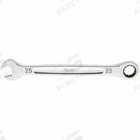 MILWAUKEE Combination Wrench: Steel, Chrome, 25 mm Head Size, 13 3/8 in Overall Lg, Std (MPN 45-96-9325). Key specifications — attr309600: 25 mm; attr309611: Chrome; attr309610: Steel; attr309604: No; attr309612: No; attr309613: No; attr324932: MILWAUKEE.