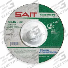 SAIT Depressed Center Grinding Wheel: Type 27, 7" x 1/4" x 5/8"-11, Silicon Carbide, 24 Grit, C24N (MPN 20087). Key specifications — Series: C24N; Brand: UNITED ABRASIVES-SAIT.