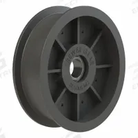 BREWER MACHINE & GEAR Flat Belt Idler Pulley: 43/64 in Bore, 2.3 in OD, Nylon, Ball Bearing (MPN BF2002). Key specifications — Bearing Type: Ball; Brand: BREWER MACHINE & GEAR.