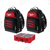 MILWAUKEE PACKOUT Tool Backpack Kit: 18 in W x 9 7/16 in D x 20 3/8 in H, Ballistic Nylon, Red (MPN 48-22-8201 ,48-22-8201 ,48-22-8432). Key specifications — attr1120376: MILWAUKEE; attr1120463: Ballistic Nylon; attr1120464: Red; attr1120343: Attachment Strap for Dolly.