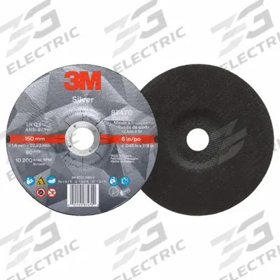 3M Depressed Center Cut-Off Wheel: Type 27, 6" x 0.045" x 7/8", Ceramic - Cool-Cutting Cut-Off Wheels for Carbon & Stainless Steel
