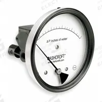 ASHCROFT Differential Pressure Gauge: Dual In-Line or Back, 1/8 in NPT Female, ±3% Gauge Accuracy (MPN 451134EDRQMXCYLM4IWD). Key specifications — Sensor Type: Diaphragm; Series: 1134; Housing Material: Glass Filled Nylon; Certificate of Calibration: Not Included; Gauge Accuracy: ±3%.