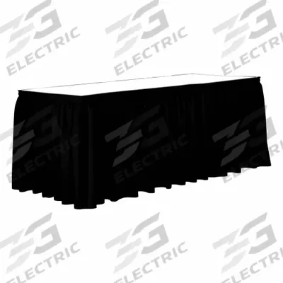 R&R TEXTILE Table Skirt: Black, 13 ft Overall Lg, Poly, Shirred, Hook-and-Loop - Table Skirts
