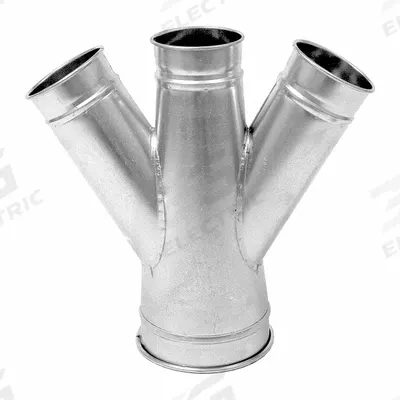 NORDFAB 8"dia 12"L 30° GSteel Double Branch: Steel, For 8 in Duct Dia, 12 in Overall Lg - Branches