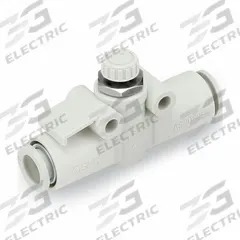 SMC Speed Control Valve: In-Line Fitting, Hex Screw, 1/8 in Valve Body Size, 5/16 in Tube, Brass/PBT (MPN AS2052F-09). Key specifications — attr947203: Brass/PBT; attr947205: SMC.