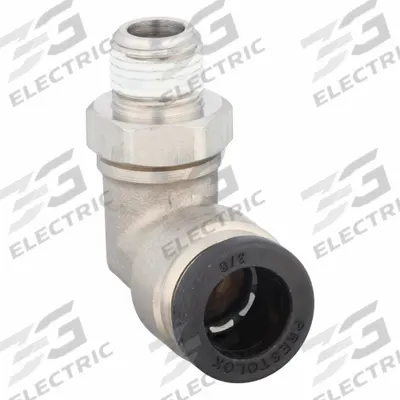 PARKER Push-Fit Elbow Fitting: 3/8 in OD x 1/8 in Pipe Size, Push-to-Connect x MNPTF - Nickel-Plated Brass Tube Fittings