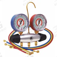 JB INDUSTRIES Manifold Gauge Kit: 2 Valves, 3 Hoses, Series ZEPPELIN, 3 1/8 in Gauge (MPN 24233). Key specifications — Product Type: Manifold Gauge Kit; For Refrigerant Type: R-404A; Brand: JB INDUSTRIES; Gauge Boots: No; Sight Glass: Yes.