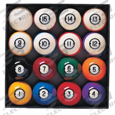 BRUNSWICK BILLIARDS Billiard Ball Set: 10 in Overall Wd, 4 in Overall Ht - Billiard Ball Sets & Triangle Racks