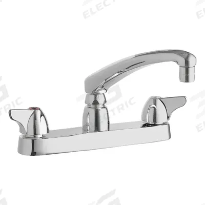 CHICAGO FAUCETS Low Arc Kitchen Faucet: 1100, Cast Brass, Centerset, Deck, 2 Mounting Holes - Centerset Kitchen Faucets