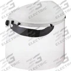 MCR SAFETY Face Shield: Clear, Uncoated, Reusable, 15 1/2 in Visor Wd, 8 in Visor Ht, Polycarbonate (MPN 8ZEN3). Key specifications — Headgear Color: White; Visor Material: Polycarbonate; Visor Features: Reusable.