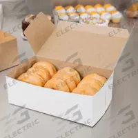 APPROVED VENDOR Disposable Carry-Out Food Container: 3 1/2 in Ht, 10 in Wd, 6 in Dp, 250 PK (MPN 1017). Key specifications — Brand: APPROVED VENDOR; Color: Kraft; Material: Paperboard; Microwave Safe: No; Product Type: Bakery Box; Shape: Rectangular; Closure Type: Tuck Top Lid.