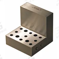 SUBURBAN Angle Plate: Hardened Steel, 4 in L x 4 in W x 4 in H, 0.0002 in Square & Parallel (MPN AP-444-S1). Key specifications — Hole Style: (4) 5/16" x 7/16"; Parallelism: 0.0002 in; Brand: SUBURBAN; Flatness: 0.0002 in.