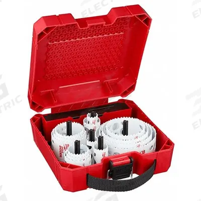 MILWAUKEE Hole Saw Kit: 19 Pieces, 1 5/8 in Max. Cutting Dp, Bi-Metal - Multi-Material-Cutting Hole Saw Kits