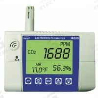 SUPCO Indoor Air Quality Meter: Built-In Mount, Gas Analyzers for Carbon Dioxide, Carbon Dioxide (MPN IAQ50). Key specifications — Manufacturer Part Number: IAQ50; Brand: SUPCO; Calibration Certificate Type: Not Certified; Digital Display Screen Type: LCD; Features: Desktop or Wall Mounting; Includes: Power Adapter; PPM Accuracy: ±75ppm; Power Source: AC Adapter.