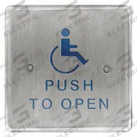 BEA Exit Push Button: 4 1/2 in Ht, 5/8 in Dp, 4 1/2 in Wd, ADA Compliant, Aluminum/Stainless Steel (MPN 10PBS451). Key specifications — Product Type: Exit Push Button; Operation Type: Push; ADA Compliant: Yes; Brand: BEA; Color: Gray.