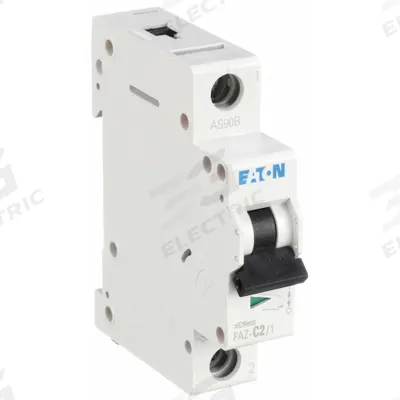 EATON Supplementary Protector: 2 A Amps, 48V DC, 15kA at 277V AC, Lug, FAZ, 277/480V AC - C-Curve, 1-Pole UL1077 DIN Rail-Mount Supplementary Protectors