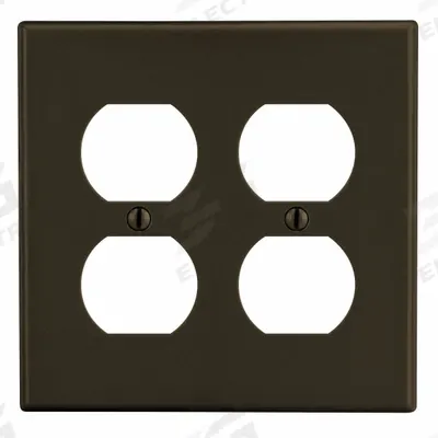 HUBBELL Wall Plate: Duplex Outlet, 2 Gang, Brown - General Purpose Wall Plates