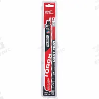 MILWAUKEE Reciprocating Saw Blade: 8 Teeth per Inch, 9 in Blade Lg, 0.05 in Blade Thick, 5 PK (MPN 48-00-5562). Key specifications — attr1109198: 8; attr1109200: Rigid for Straight Cuts; attr1109201: Straight; attr1109209: MILWAUKEE.