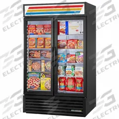 TRUE REFRIGERATION Freezer Merchandiser: 78 5/8 in x 47 1/8 in x 29 7/8 in, Black, Glass Door (MPN GDM-43F-FLX-HC~TSL01). Key specifications — attr1277723: TRUE REFRIGERATION; attr1277683: R-290; attr1277691: No; attr1277694: Black; attr1280716: Glass Door; attr1280729: GDM.