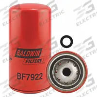 BALDWIN FILTERS Fuel Filter: Spin-On, 3 11/16 in Outside Dia, M20-1.50 Thread Size, Cellulose (MPN BF7922). Key specifications — attr1137520: BF7922; attr1137521: FF5612; attr434022: BALDWIN FILTERS; attr427730: Cellulose; attr427731: Furnished Gasket; attr1017112: Buses; attr1017113: New Holland.