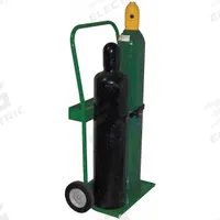 SAFTCART Cylinder Hand Truck: 250 lb, Side by Side, 2 Cylinder, 19 in W x 10 in D Nose Plate (MPN 820-8). Key specifications — attr1343829: SAFTCART; attr1343789: Green; attr1343794: Perma Clamp.