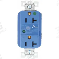 BRYANT Receptacle: Hospital Grade, Duplex, 5-20R, Blue, 125V AC, 20 A, 2 Pole / 3 Wire (MPN SP83A)