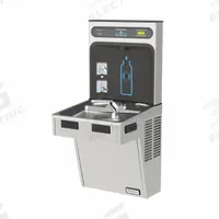 HALSEY TAYLOR Drinking Fountain with Bottle Filler: On-Wall, 8 gph @ 50°F, Stainless Steel, Silver (MPN HTHB-HAC8SS-WF). Key specifications — Brand: HALSEY TAYLOR; Housing Material: Stainless Steel; Filter Access: Bottom Panel Access; Housing Finish: Plain; Chilling Capacity: 8 gph @ 50°F; Housing Color: Silver.