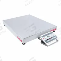 OHAUS Industrial Bench Scale: 24 in x 24 in, IP67/IP68, Front-Mounted, 250 lb Wt Capacity - Imperial (MPN D52XW125RQV5). Key specifications — attr1341383: RS-485; attr1341384: 0.01 lb/5 g; attr1341400: OHAUS; attr1383935: Stainless Steel.