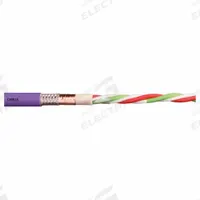 CHAINFLEX Bus Cable: (1) Pr 24 AWG (0.25)/(4) 16 AWG (1.5), TPR, Order by the Foot, Profibus, Red (MPN CFBUS-002). Key specifications — Conductor Grouping: (1) Pair 24 AWG/(4) 16 AWG; Minimum Bend Radius Factor - Fixed: 5 x OD; Minimum Bend Radius Factor - Flexible: 8 x OD; Shielding: Shielded; Brand: CHAINFLEX.