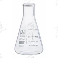 GLOBE SCIENTIFIC Erlenmeyer Flask: 125 mL, Colorless, Conical, A, 5 Compatible with Stopper Size (MPN 8400125). Key specifications — Shape: Conical; Body Color: Colorless; Brand: GLOBE SCIENTIFIC; Compatible with Stopper Size: 5; USP Specification: Type I.