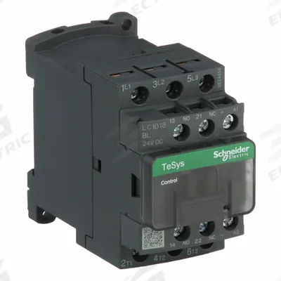 SCHNEIDER Magnetic Contactor: Non-Reversing, 3 Poles, 3NO Contacts, 18 A - Non-Reversing IEC Contactors