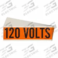 BRADY Conduit & Voltage Signs & Labels: 9 in Label Wd, 2 1/4 in Label Ht, 120 Volts, A Label, 25 PK (MPN 152314). Key specifications — Legend: 120 Volts; Brand: BRADY; Label Style: A.