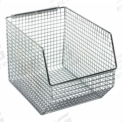 QUANTUM STORAGE SYSTEMS Hang and Stack Bin: 8 in x 10 1/2 in x 7 in, Silver - Vented Metal Wire-Mesh Bins