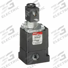 ARO Solenoid Air Control Valve: H, Three-Way / Two-Position, 120V AC, 3/8 in Female NPT (MPN H253SS-120-A). Key specifications — attr1092969: Non-Locking; attr1086920: H253SS-120-A; attr1092977: Spring Return.