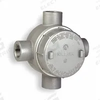 Conduit Outlet Body: Aluminum, GE, 1 in Trade Size, X Body, 19 cu in Body Capacity (MPN GECXT-3). Key specifications — Series: For Standard Body; Compatible Conduit Trade Size: 1 in; Thread Gender: Female; Hub Style: Threaded; Cover Included: Yes; Body Style: X; Connection Type: Threaded; Back Type: Flat.