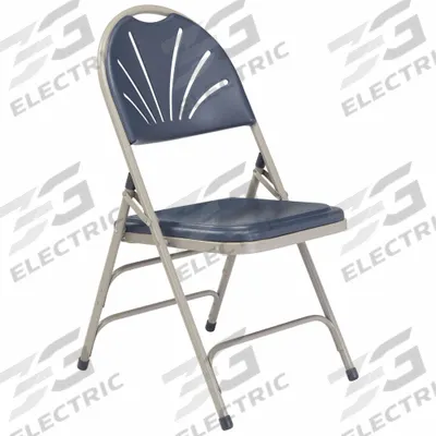 NATIONAL PUBLIC SEATING Folding Chair: Plastic Seat, Steel Frame, Dark Blue Seat - Plastic Folding Chairs