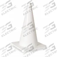 Traffic Cone: 18 in Cone Ht, White, Non-Reflective, Polyethylene, Blank, 1.5 lb Base Wt (MPN 1YBW7). Key specifications — Base Color: White; Brand: APPROVED VENDOR; Cone Material: Polyethylene; Legend: Blank.